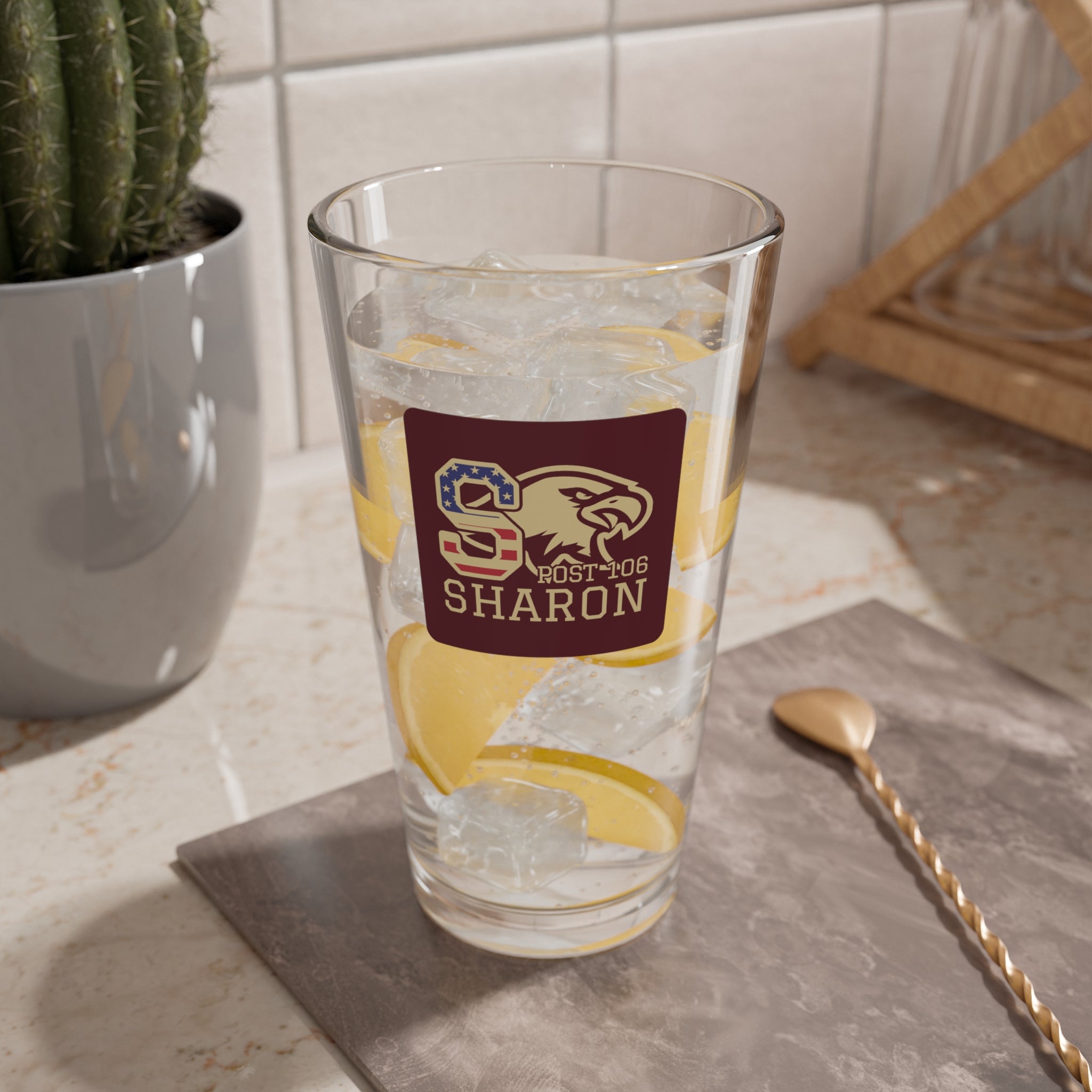 Mixing Glass — Personalized 'Sharon' School Mascot 16oz Pint Glass